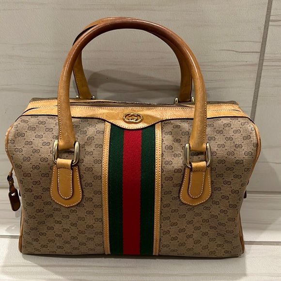 gucci vintage boston bag brown